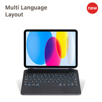 Keyboard Ultra Tipis USB-C dengan Touchpad Magnetik Nirkabel RGB Backlit untuk iPad Generasi ke-10 A16 11 inci Tata Letak Multibahasa