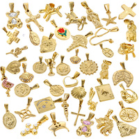 Colliers en gros à faire soi-même avec breloques, bijoux fantaisie, pendentifs en acier inoxydable plaqué or 18 carats, compas, ailes, rose, fleur