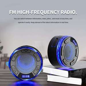 Powerful IPX4 Waterproof for 5.3 <b>Speaker</b> with RGB LED Large Suction Cup Mini <b>Wireless</b> Portable for Computer & Outdoor Use - Product Image 2