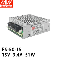 Alimentation à découpage Meanwell RS-50-24 24V à sortie unique 50W avec entrée CA universelle et indicateur LED pleine gamme pour l'état de marche