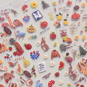 Venta al por mayor de fábrica recién llegado pegatina de uñas autoadhesiva 5d pegatina en relieve otoño lindo dibujos animados dulces pegatinas de uñas - Product Image 6