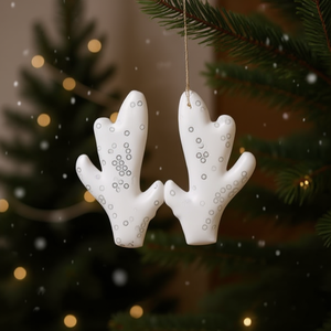 Ornamento Natalizio a Forma di Corna di Cervo Ilan 4x8mm Bianco 2 Pezzi Decorativo - Product Image 2