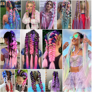 Extensions <span class=keywords><strong>de</strong></span> cheveux tressées Jumbo <span class=keywords><strong>de</strong></span> 24 pouces avec mèches dorées brillantes et paillettes, accessoires pour <span class=keywords><strong>coiffure</strong></span> féminine - Product Image 6