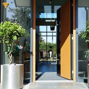 Moderne Fancy Gecanneleerde Mahonie Eiken Hout Veiligheid Draaideur Massieve Kern Voor Appartement Of Toegang Voor Buitengebruik - Product Image 4