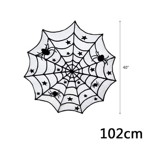 DAMAI Halloween Decorations Tablecloth Black Lace Spider Cobweb Table Cover Spiderweb Mantel Fireplace Scarf for Halloween Party - Product Image 5