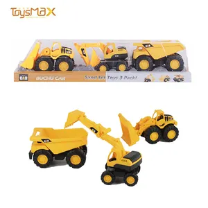 Mainan Edukasi Anak Mesin Kecil 3 Pak Mesin Ekskavator Bulldozer Dump Truck Kendaraan Rekayasa