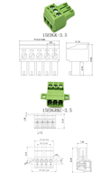 Bloque de terminales enchufable de paso de 3,5mm, 2-24 pines macho hembra 15EDG 15EDGRKC 3,5, conectores de bloque de terminales PCB de receptáculo enchufable