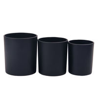 Pot à bougie en verre noir mat avec logo personnalisé, vente en gros, récipient de luxe pour bougies parfumées, marque privée