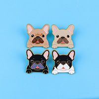 En gros, Pin's en émail souple motif Bouledogue Français mignon, Badge animalier en métal avec logo personnalisé pour vêtements et sacs à dos