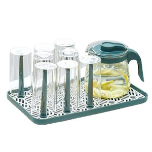 Glass Cup Rack With <b>Tray</b> Square Desktop Quick Dry Draining Rack For Tea Cup Holder - Product Image 5