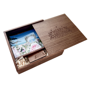 Noce/acero USB legno USB Flash Drive 16GB/32GB/64GB capacità USB 2.0/3.0 inciso matrimonio foto Album scatola nuovo prodotto - Product Image 4