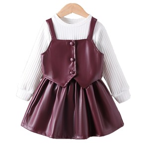 Ensemble 3 pièces bordeaux pour filles : gilet, <span class=keywords><strong>jupe</strong></span> et haut côtelé blanc – Vêtements d'été pour enfants, tenues d'été pour bébés filles, vente en gros - Product Image 6