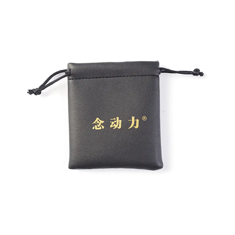 Ücretsiz örnek takı çantası siyah renk ile altın şirket logosu PU deri kılıfı ile yüksek kalite