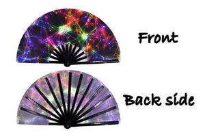 Grand éventail pliant Mushroom Rave pour femmes, artisanat holographique avec style chinois traditionnel pour la décoration de la maison - Product Image 6