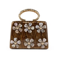 Sacs de soirée pour femmes avec fermeture magnétique, design floral en acrylique, poignée en métal, pochettes de soirée personnalisées pour femmes