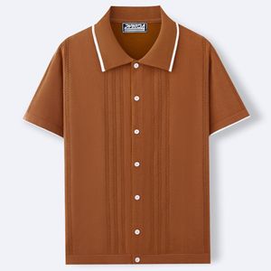 Camisa de <span class=keywords><strong>Hombre</strong></span> 100% Viscosa Hecha a Mano con Crochet, Estilo Vintage con Botones, Manga Corta, Tejido Espigado, Tipo Polo - Product Image 2