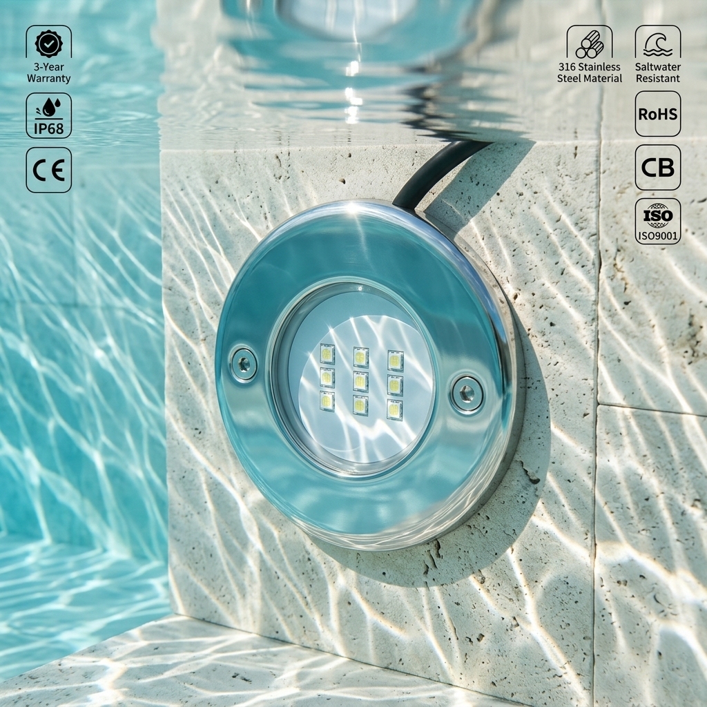 316 Stainless Steel Wall-Mounted LED Pool Lamp Remote Control IP68 Waterproof Underwater Light for Landscape and Swimming Pools