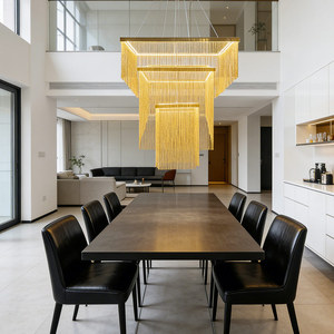 Lustre créatif <span class=keywords><strong>de</strong></span> style nordique postmoderne, luminaire suspendu moderne <span class=keywords><strong>de</strong></span> luxe pour mariage, <span class=keywords><strong>en</strong></span> <span class=keywords><strong>fer</strong></span> <span class=keywords><strong>forgé</strong></span> et aluminium avec franges <span class=keywords><strong>en</strong></span> chaîne à pampilles - Product Image 1
