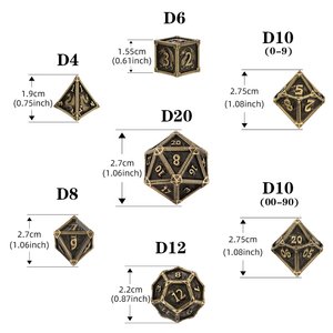 ヴィンテージ風ドラゴン彫刻メタルダイスセット 7個入り 亜鉛合金多面体 ダンジョンズ＆ドラゴンズ RPG DND ダイス テーブルトップボードゲーム用 - Product Image 6