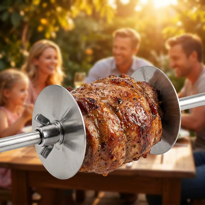 Disques de rôtissoire en acier inoxydable de qualité supérieure pour barbecue, 160 mm, ronds, avec embouts de maintien pour brochettes, <span class=keywords><strong>accessoires</strong></span> de barbecue pour la cuisson en extérieur - Product Image 3