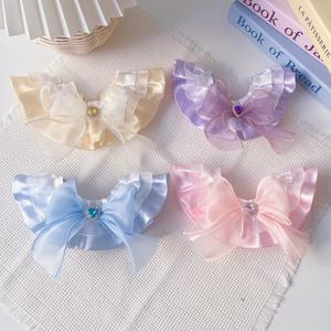 Vêtements et accessoires pour animaux de compagnie chat <span class=keywords><strong>chien</strong></span> princesse style ruban nœud écharpe chaton chiot dentelle maille collier broche serviette - Product Image 1