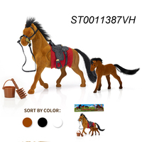 Modèle de cheval en plastique et peluche réaliste de 15cm Jouet animal de décoration pour enfants