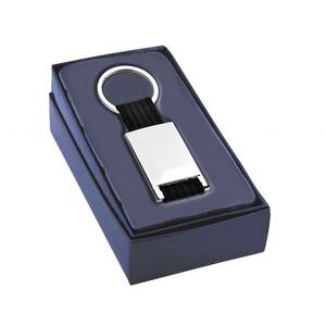 Porte-clés en acier inoxydable, nylon noir, rectangulaire, avec anneau métallique pour clés et sacs - Product Image 2