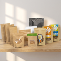 Sachet Doypack Kraft Personnalisé Imprimé avec Fenêtre Transparente, Sac Alimentaire Refermable à Fermeture Éclair pour Emballage de Snacks et Céréales