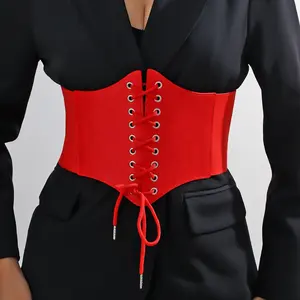 Women Elastic Costume Waist Belt Lace-up Tied Waspie Corset Belts for Women