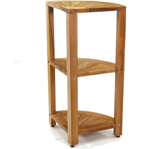 Solid Wood Corner <b>Shelf</b> 3 Tier <b>Standing</b> Bathroom Storage Rack Wood Grain Color Durable - Product Image 3