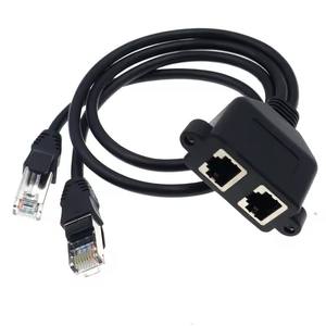 Câble d'extension réseau Ethernet LAN CAT5 de <span class=keywords><strong>30</strong></span> <span class=keywords><strong>cm</strong></span>, double <span class=keywords><strong>RJ45</strong></span> 8 broches, mâle vers 2 têtes femelles avec montage sur panneau fileté - Product Image 2