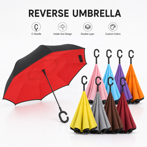 <span class=keywords><strong>Parapluie</strong></span> <span class=keywords><strong>inversé</strong></span> à double couche avec logo personnalisé, poignée en forme de C, autoportant, <span class=keywords><strong>parapluie</strong></span> droit pour cadeau promotionnel - Product Image 1