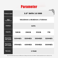 قرص صلب داخلي للكمبيوتر بحجم 2.5 بوصة من نوع SATA SSD بسعة 1 تيرابايت للكمبيوتر الشخصي
