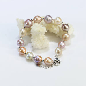 Feirun donne <span class=keywords><strong>di</strong></span> buona qualità 9-10mm barocco AA + reale barocco grande perla naturale del braccialetto - Product Image 3