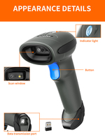 Escáner Inalámbrico de Códigos QR y Códigos de Barras 1D NORGEE NG-3208R, Largo Alcance 2.4G 100m, Batería de 2000mAh, 3 Años de Garantía, en Stock
