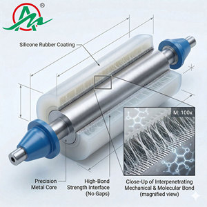 Roller Sabuk Konveyor Logam Berlapis Silikon Kustom, Dapat Disesuaikan, Tahan Lama, Peralatan Penanganan Material Baru untuk Makanan dan Minuman - Product Image 3