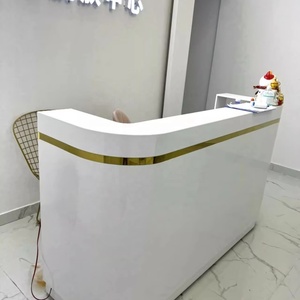 Modern <b>Small</b> Marble Metal Cash Register Beauty Salon bar Reception <b>Desk</b> Custom Color Front <b>Desk</b> - Product Image 6