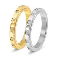Bague rotative en zircon pour femme, en acier inoxydable, inaltérable, à profil étroit