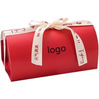 Impression de logo personnalisé dessert portable rectangle mignon blanc carte de papier gâteau crêpe aux fruits pour mariage