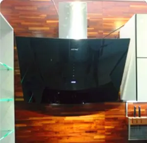 Home Appliances Black Tempered Glass With Copper Motor Kitchen Chimney Range Hood