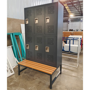 4 Door Steel Locker <strong>Mudroom</strong> Wardrobe <strong>Closet</strong> Coat Storage Cabinet China Industrial Metal Changing Room Locker with Seating Bench - Product Image 1