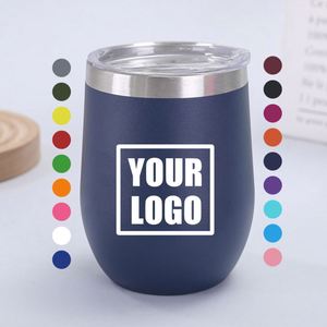 Personalized 12oz Stainless Steel Insulated Powder Coated Egg Shape Cup Promotional Gift <b>Coffee</b> Mug Custom Wine Tumbler with Lid - Product Image 1