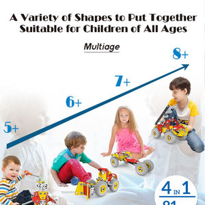 Ensemble de jouets de construction STEM pour enfants, 81 pièces, modèles de voitures et d'hélicoptères, jeu de construction imaginatif, développement de la motricité fine - Product Image 5