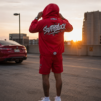 Ensemble de shorts coupe-vent en nylon léger pour homme, 2 pièces, veste à capuche zippée avec imprimé, tenue de sport d'été, streetwear