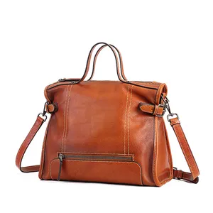 Leather Purses And Handbags Women Single Vintage Bag Western Style High Quality Vintage Handmade Newest Fashion Genuine Leather