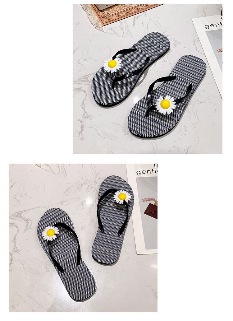 Summer Small Daisy Flower Flip-flops Slippers Women Student Footwear Flat Beach Shoes
