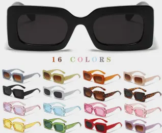 2023 warna permen UV400 tren baru modis wanita persegi nuansa kustom desainer Logo kacamata hitam wanita
