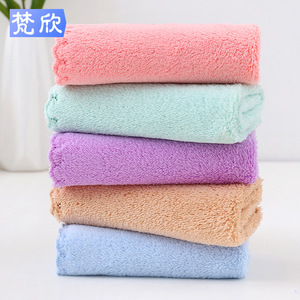 Coral Fleece Face Towel 25x25cm Square Quick Dry Absorbent Baby Washcloth For Newborn Kindergarten - Product Image 4