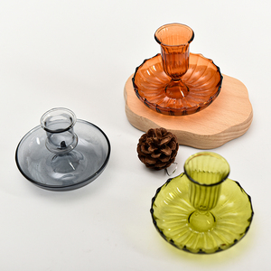 High Borosilicate Colored Tapered Glass Candlestick European <strong>Vintage</strong> Home Hotel Decoration <strong>Candle</strong> <strong>Holder</strong> - Product Image 2