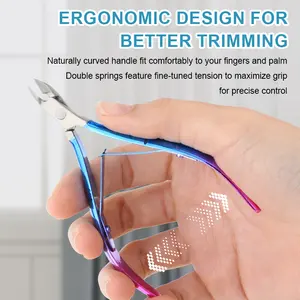 Professional Double Spring Nail Cuticle Nipper Manicure Pedicure Tool Stainless Steel Ingrown Toenail Clippers Set For Salon